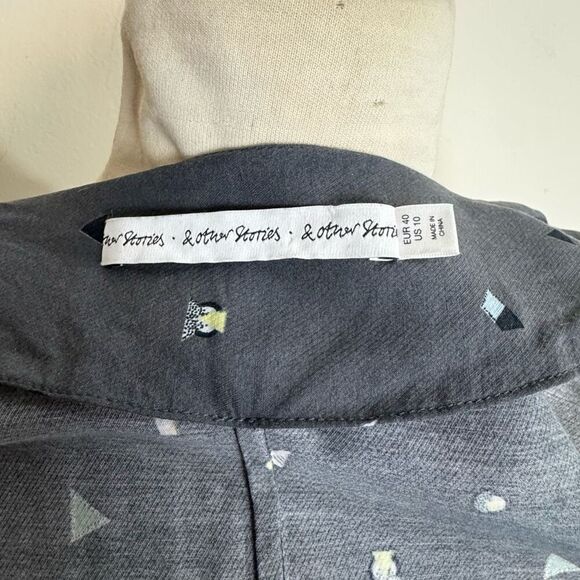 & OTHER STORIES dress | gray wrap dress print | size 10 - Picture 11 of 14